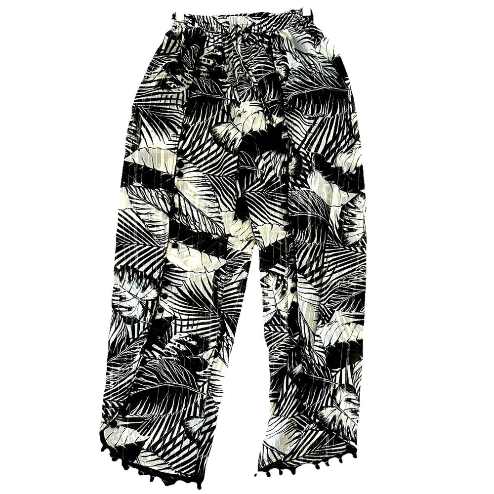 sheer Beach Pants Cover Up Black Metallic Tassels BOHO Fairy Sheer Whimsigoth